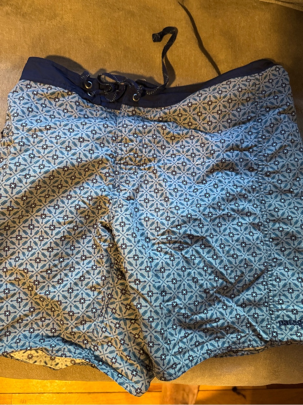 Patagonia Light Blue Patterned Drawstring Shorts